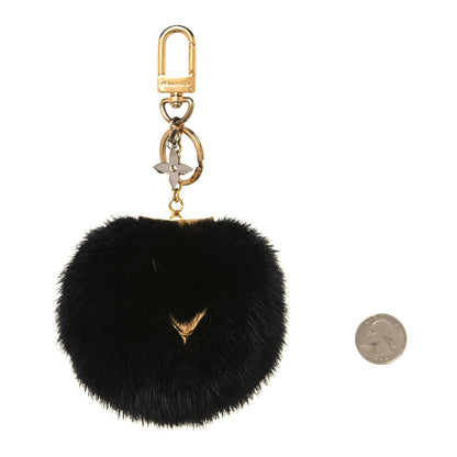 Louis Vuitton Mink Fur Bubble V Bag Charm Key Holder Black 2 of 5