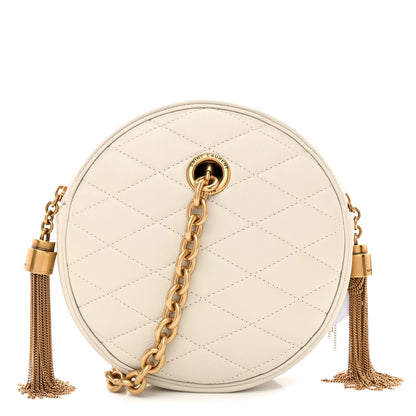Saint Laurent Lambskin Quilted Round Le Maillon Round Tassel Chain Crossbody Bag Crema Soft 1 of 9