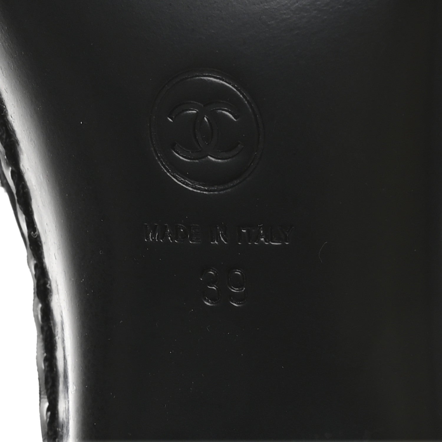 Chanel Shiny Calfskin Logo Loafers 38 Black 7 of 9