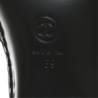 Chanel Shiny Calfskin Logo Loafers 38 Black 7 of 9
