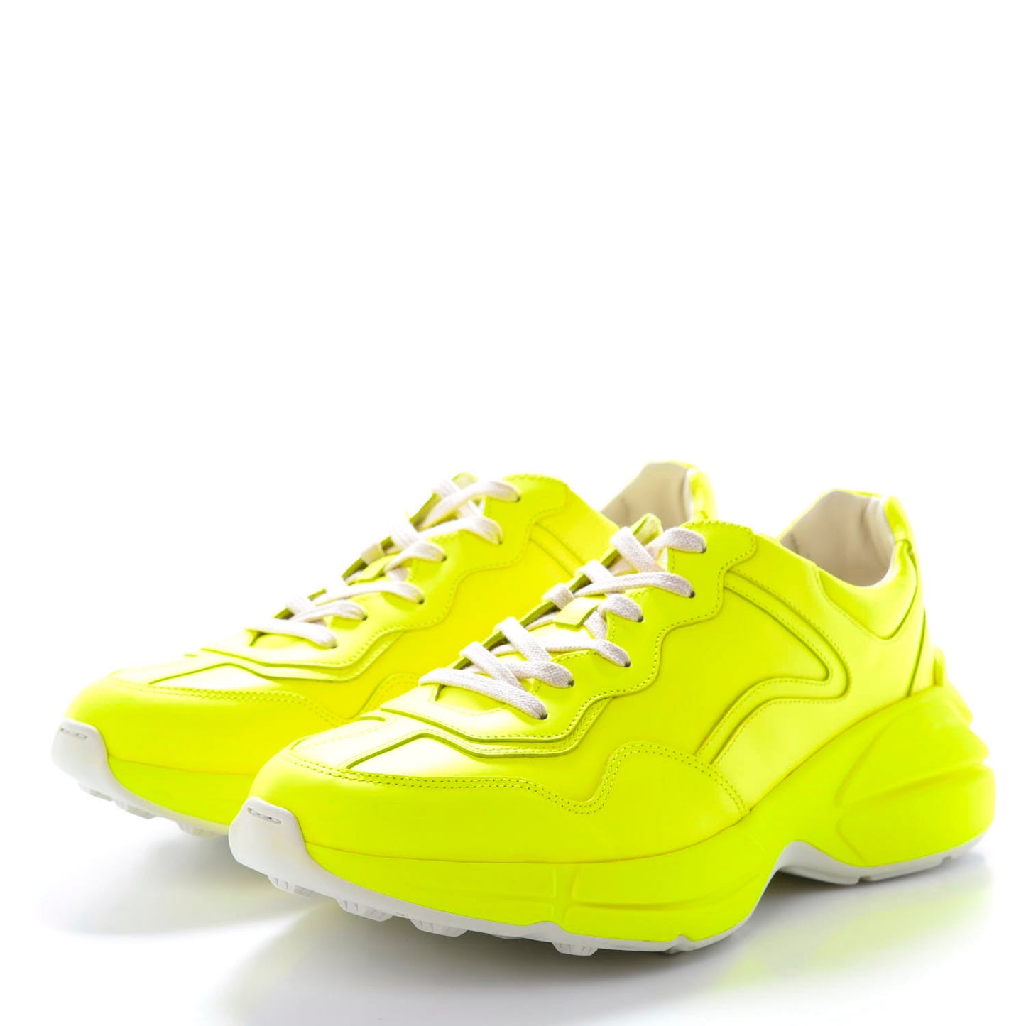 Calfskin Mens Rhyton Sneakers 10 Yellow Fluo