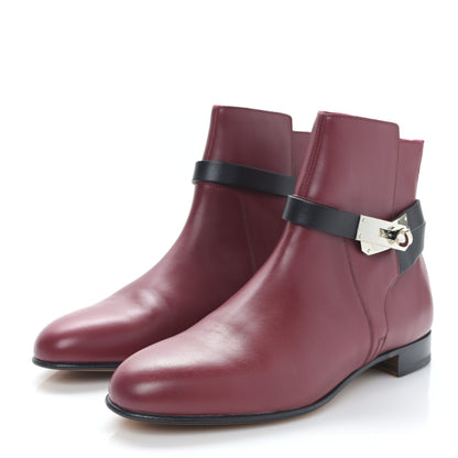 Hermes Calfskin Neo Ankle Boots 38 Carmin Black 3 of 7