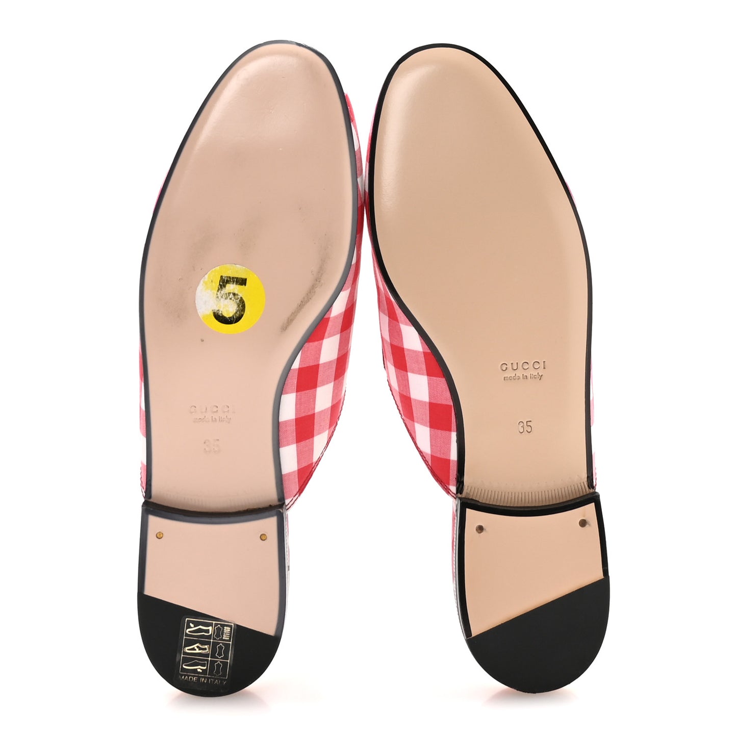 Cotton Gingham Womens Princetown Slippers 35 White Red