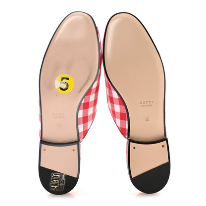 Gucci Cotton Gingham Womens Princetown Slippers 35 White Red 6 of 8