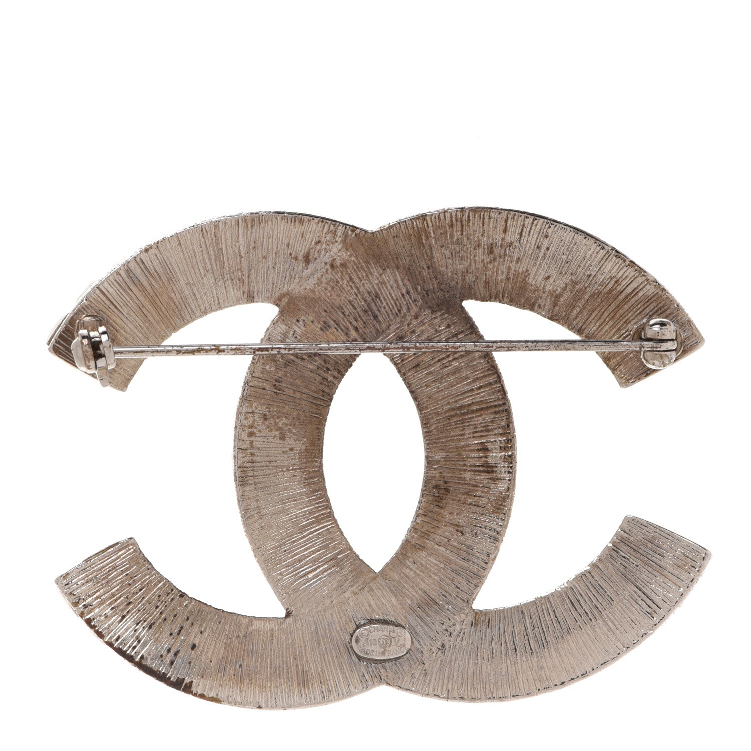Chanel Baguette Crystal CC Brooch Silver 3 of 5