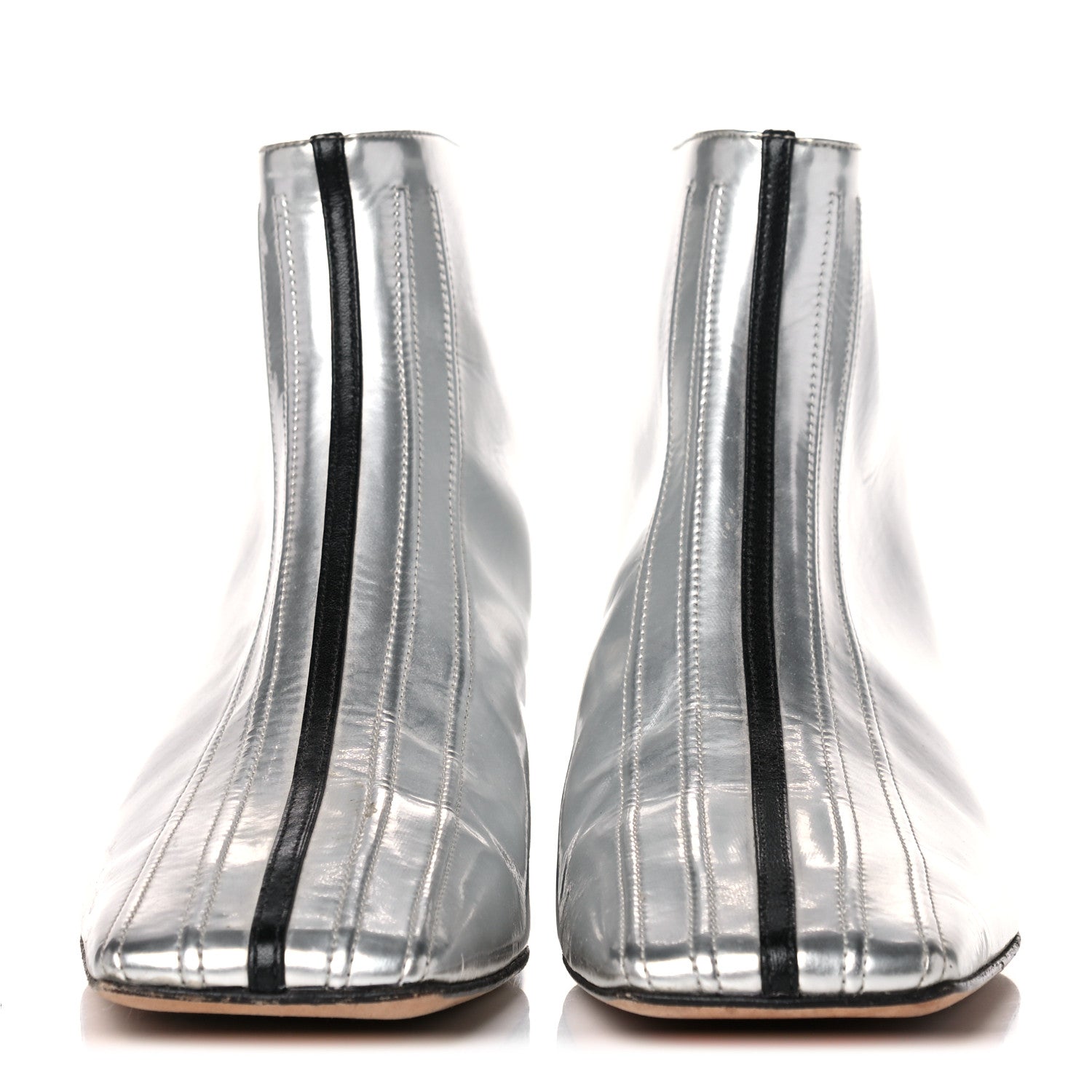 Chanel Metallic Patent CC Short Boots 36.5 Silver 2 of 13