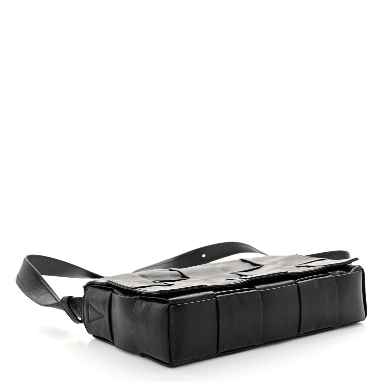 Bottega Veneta Paper Calfskin Maxi Intreccio Cassette Crossbody Bag Black 4 of 9