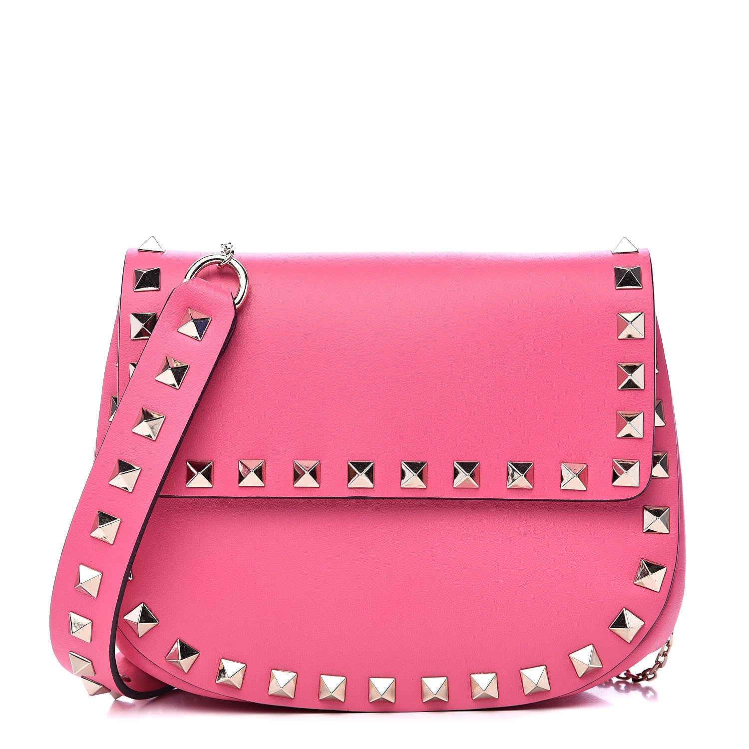 Valentino Garavani Vitello Rockstud Crossbody Saddle Bag Peony 1 of 11