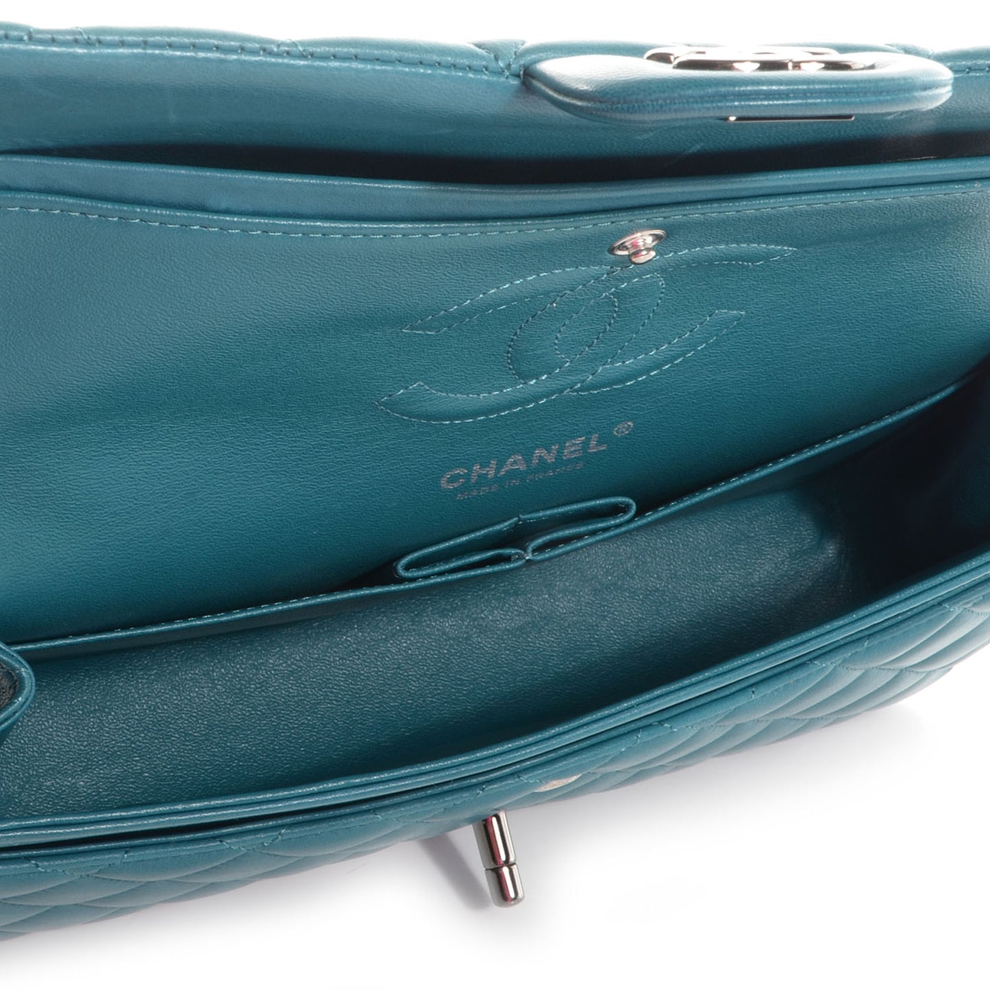 Lambskin Medium Double Flap Turquoise