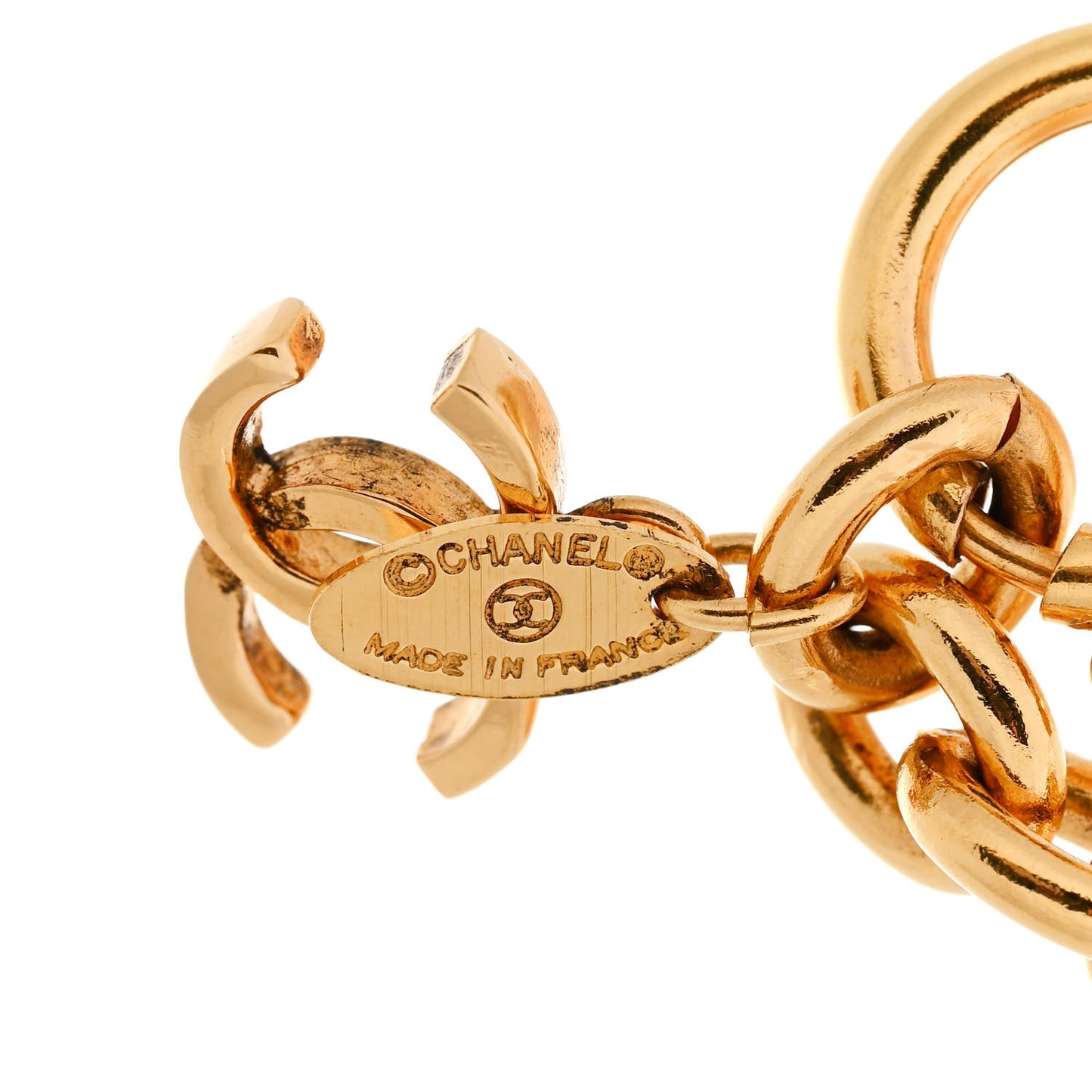 Metal CC Medallion Bracelet Gold