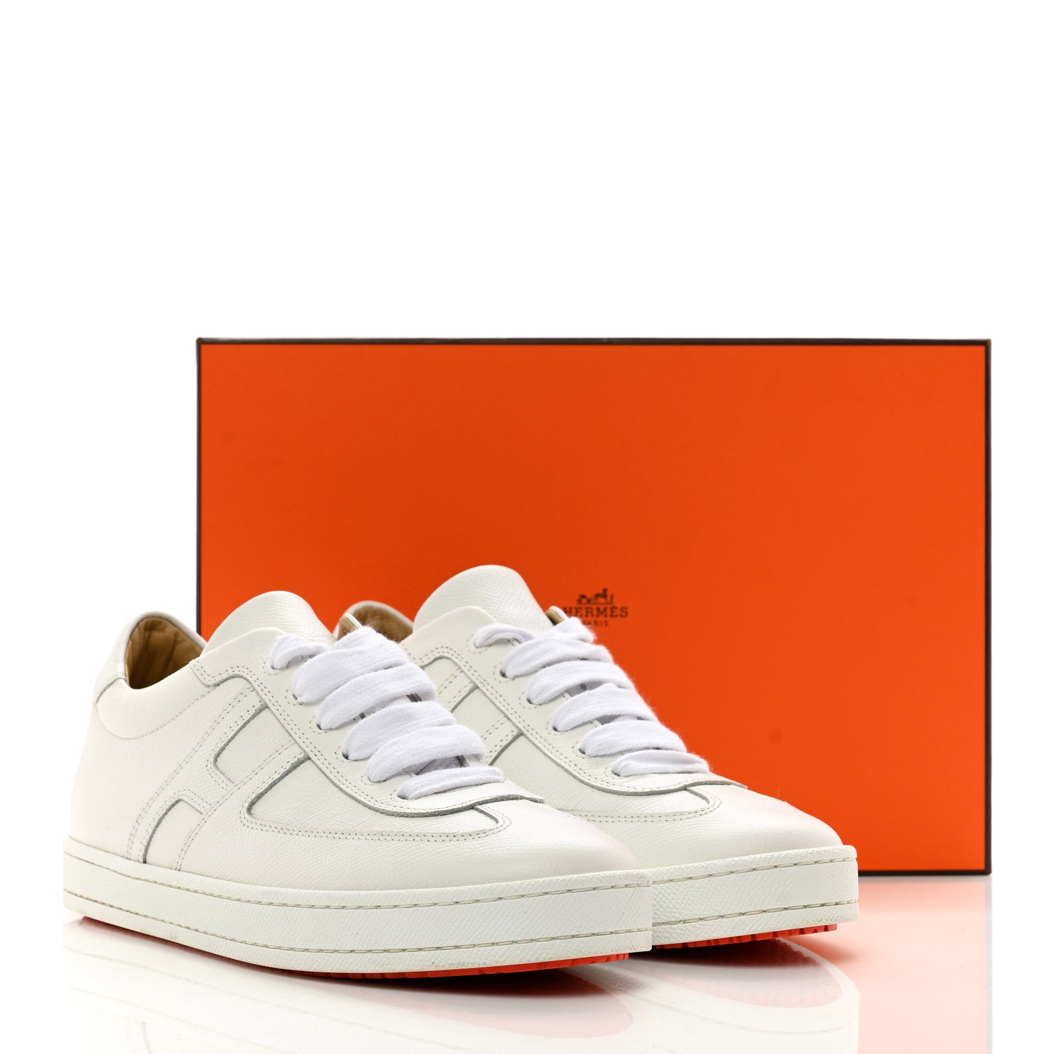 Hermes Epsom Mens Boomerang Sneakers 39 White 9 of 9