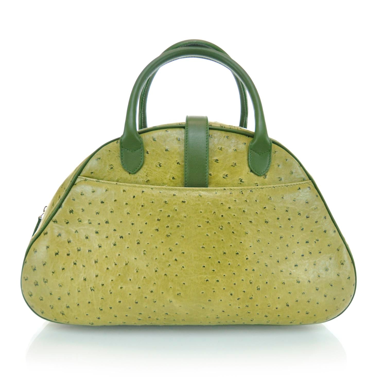 Christian Dior Ostrich Saddle Bowler Green 3 of 12