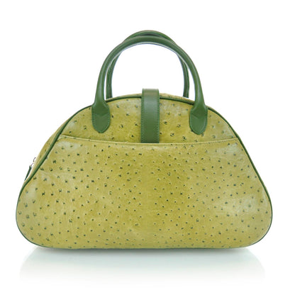 Christian Dior Ostrich Saddle Bowler Green 3 of 12