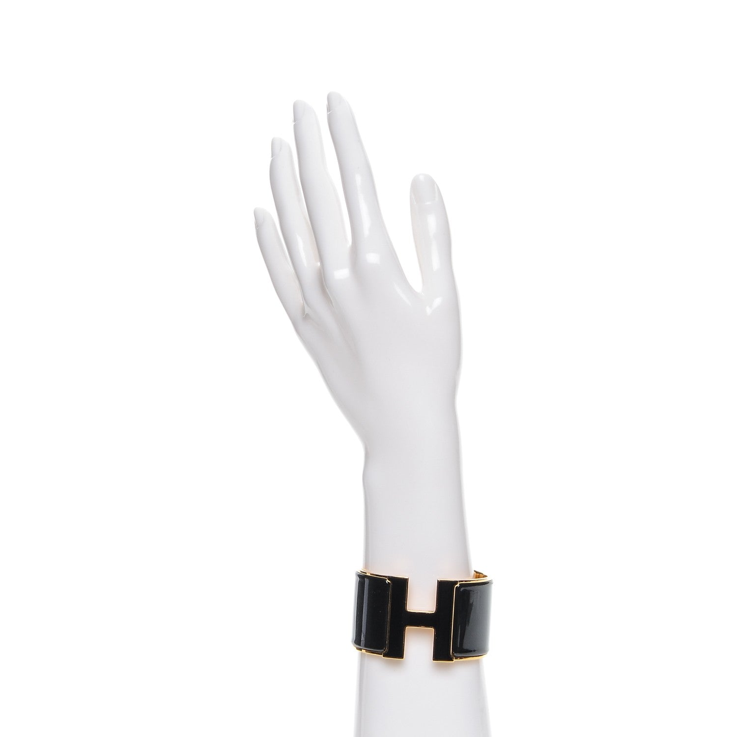 Hermes Enamel Extra Wide Clic H Bracelet PM Black 2 of 6