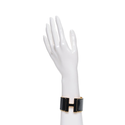 Hermes Enamel Extra Wide Clic H Bracelet PM Black 2 of 6