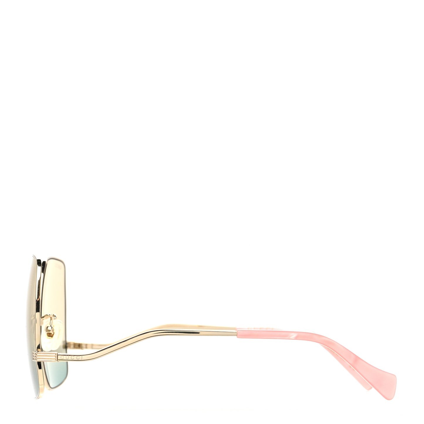Metal Oversized Square Frame Sunglasses GG1005S Gold Green