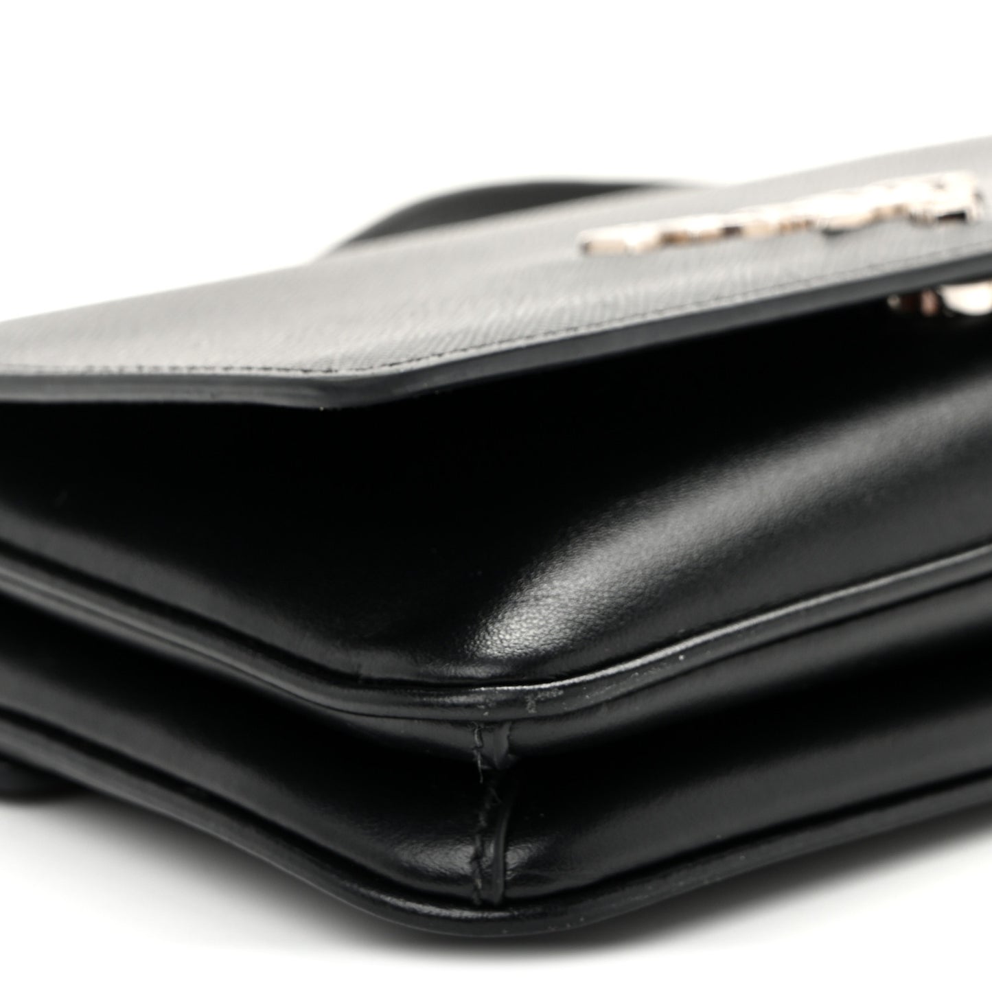Saffiano Soft Calf Chain Crossbody Bag Black