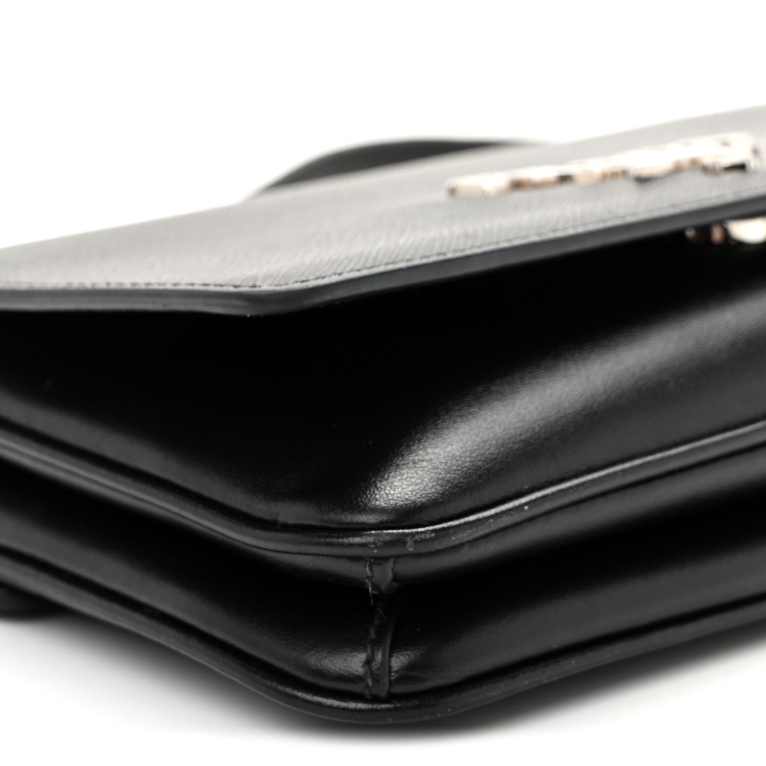 Prada Saffiano Soft Calf Chain Crossbody Bag Black 9 of 10