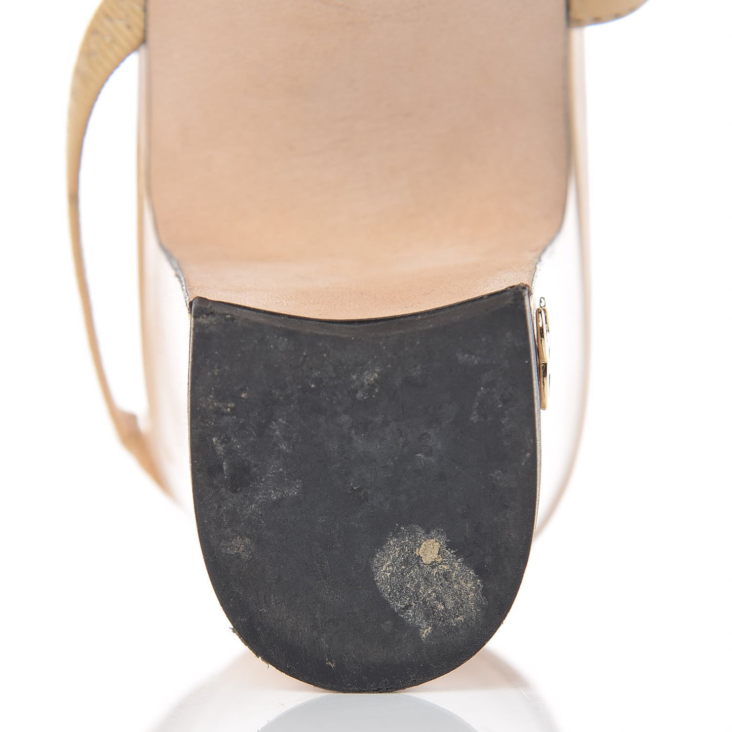 Lambskin Grosgrain Cap Toe CC Slingback Sandals 36.5 Beige Black