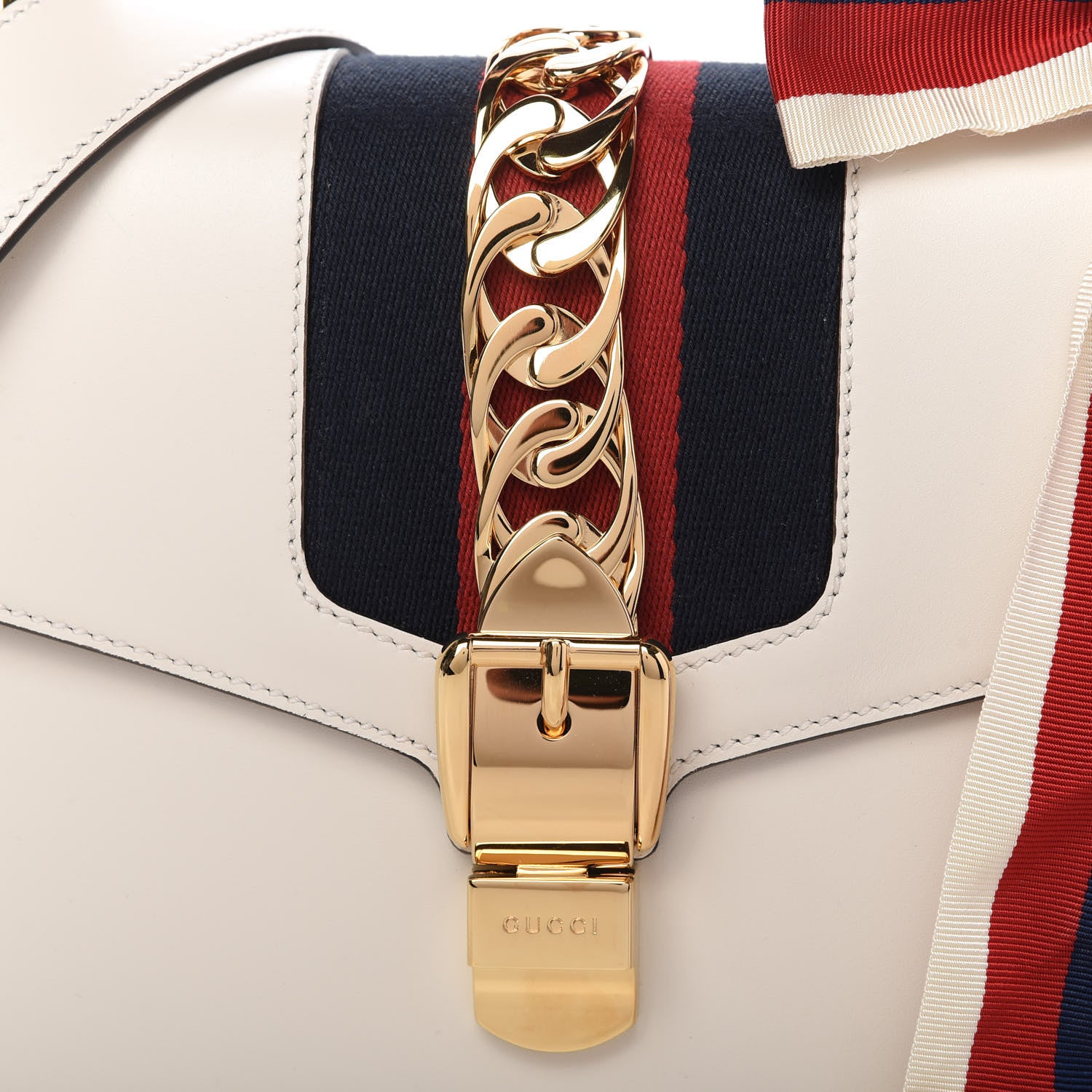 Gucci Calfskin Small Sylvie Shoulder Bag Off White 10 of 10