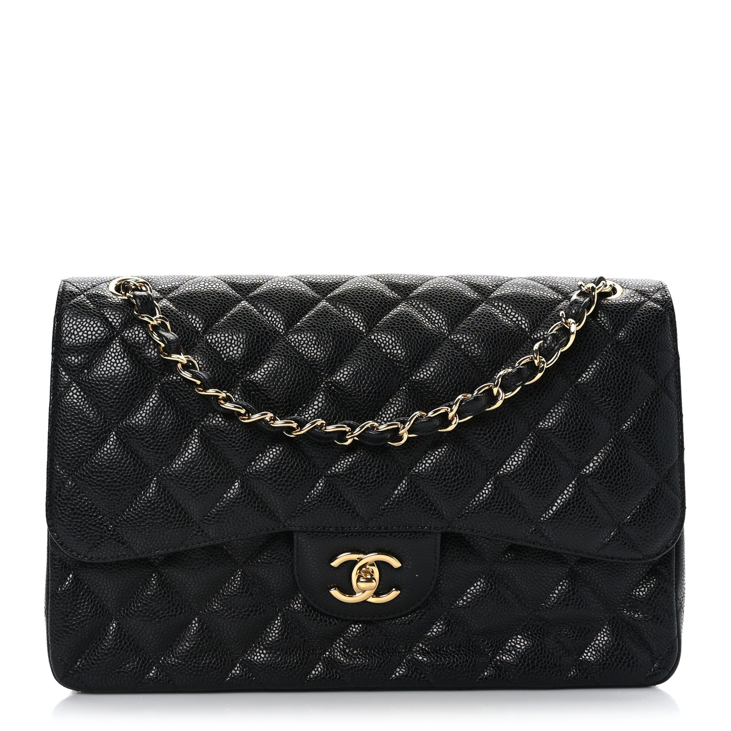 Caviar Quilted Jumbo Double Flap Black