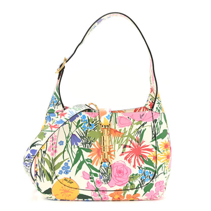 Gucci X KEN SCOTT New Shangai Calfskin Jardin D'Avril Floral Print Small Jackie 1961 Hobo Ivory Pink 1 of 12