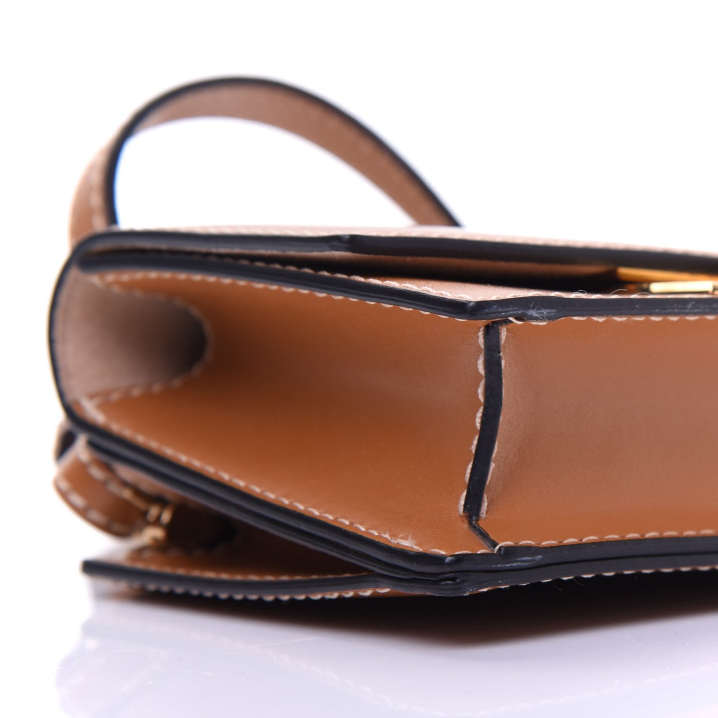 Calfskin Mini Skull Lock Shoulder Bag Cognac