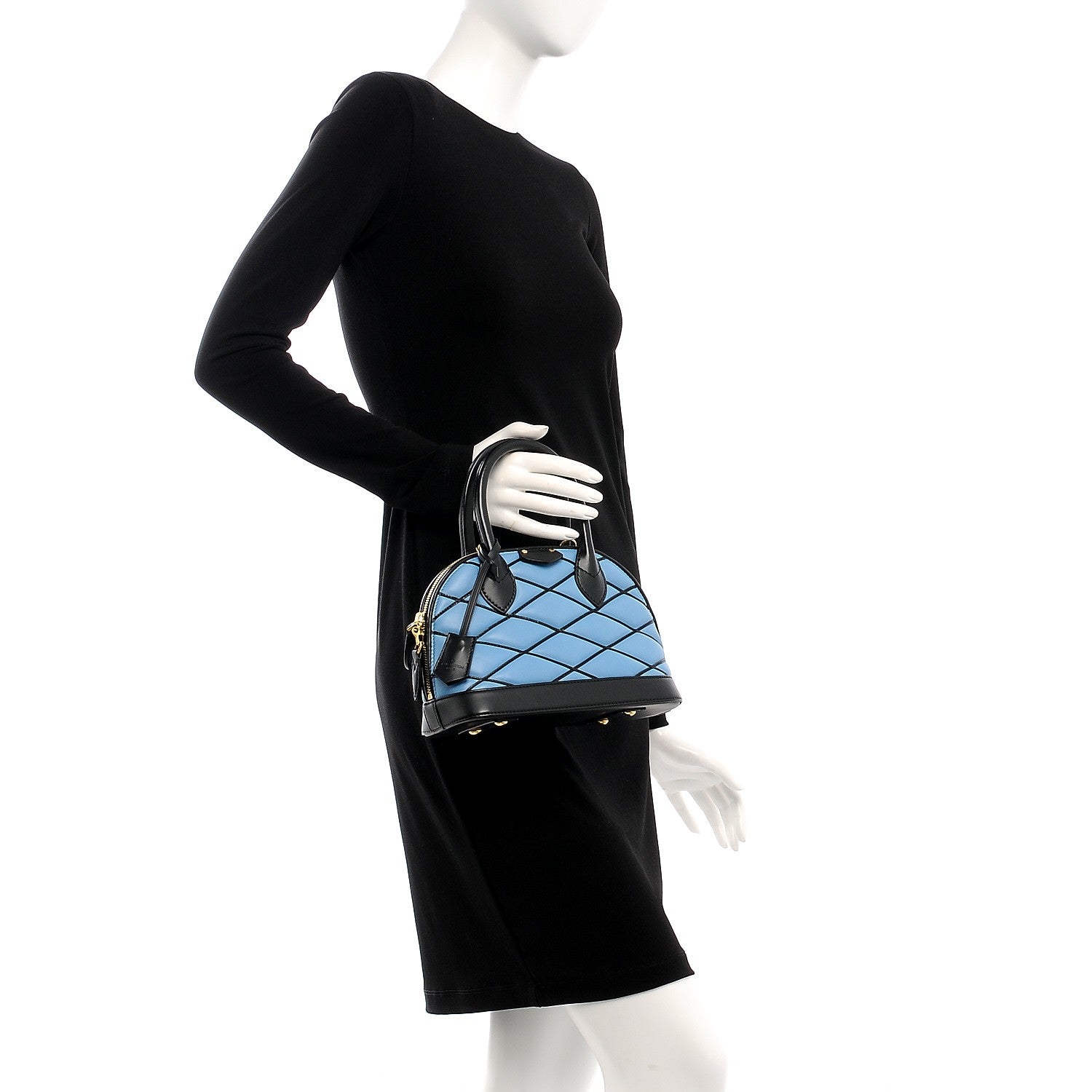 Louis Vuitton Lambskin Malletage Alma BB Bleuet 3 of 7