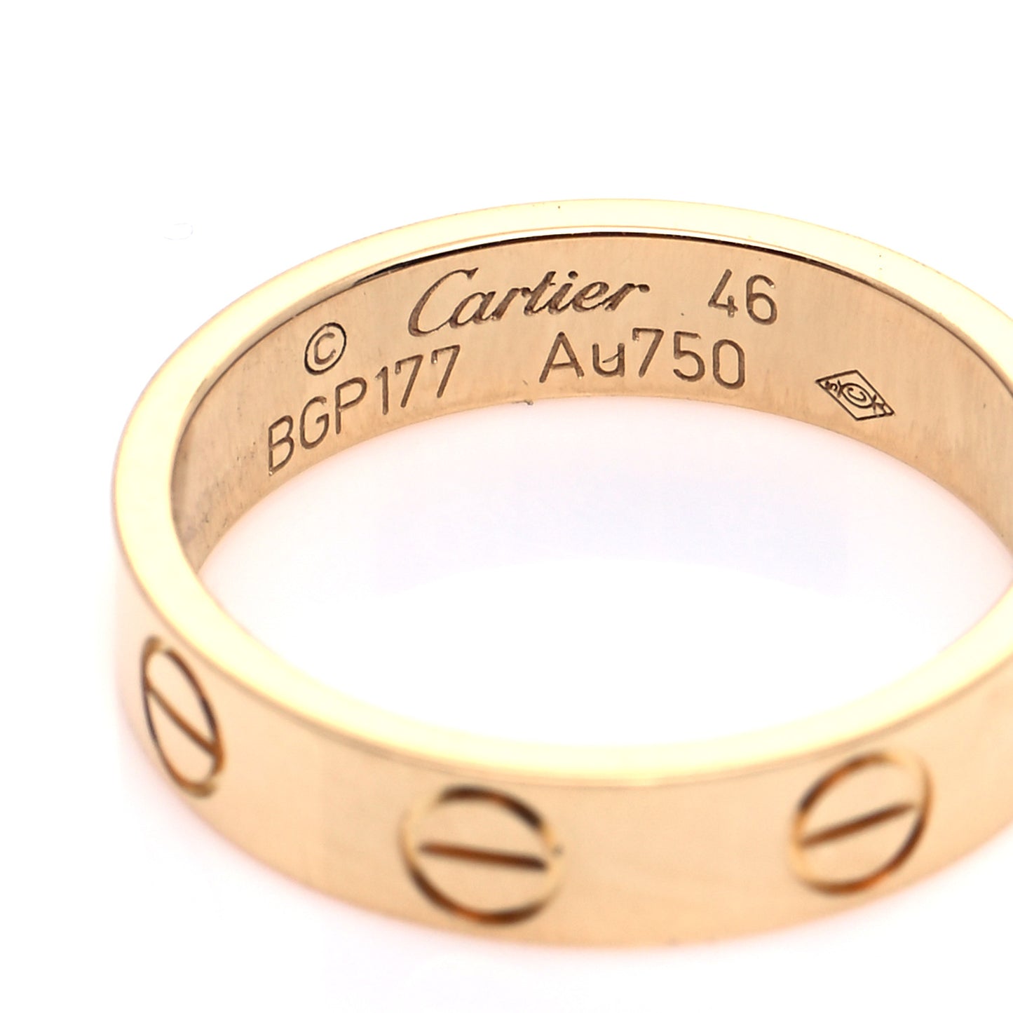 18K Yellow Gold 3.5mm LOVE Wedding Band Ring 46 3.75