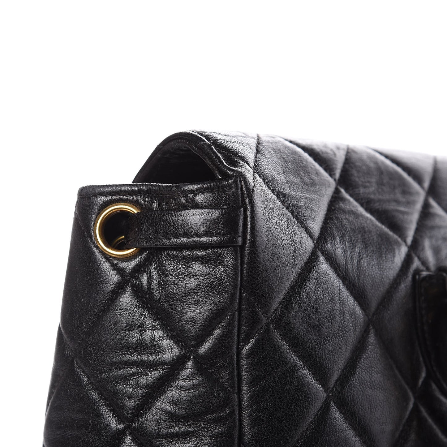 Lambskin Quilted Drawstring Backpack Black