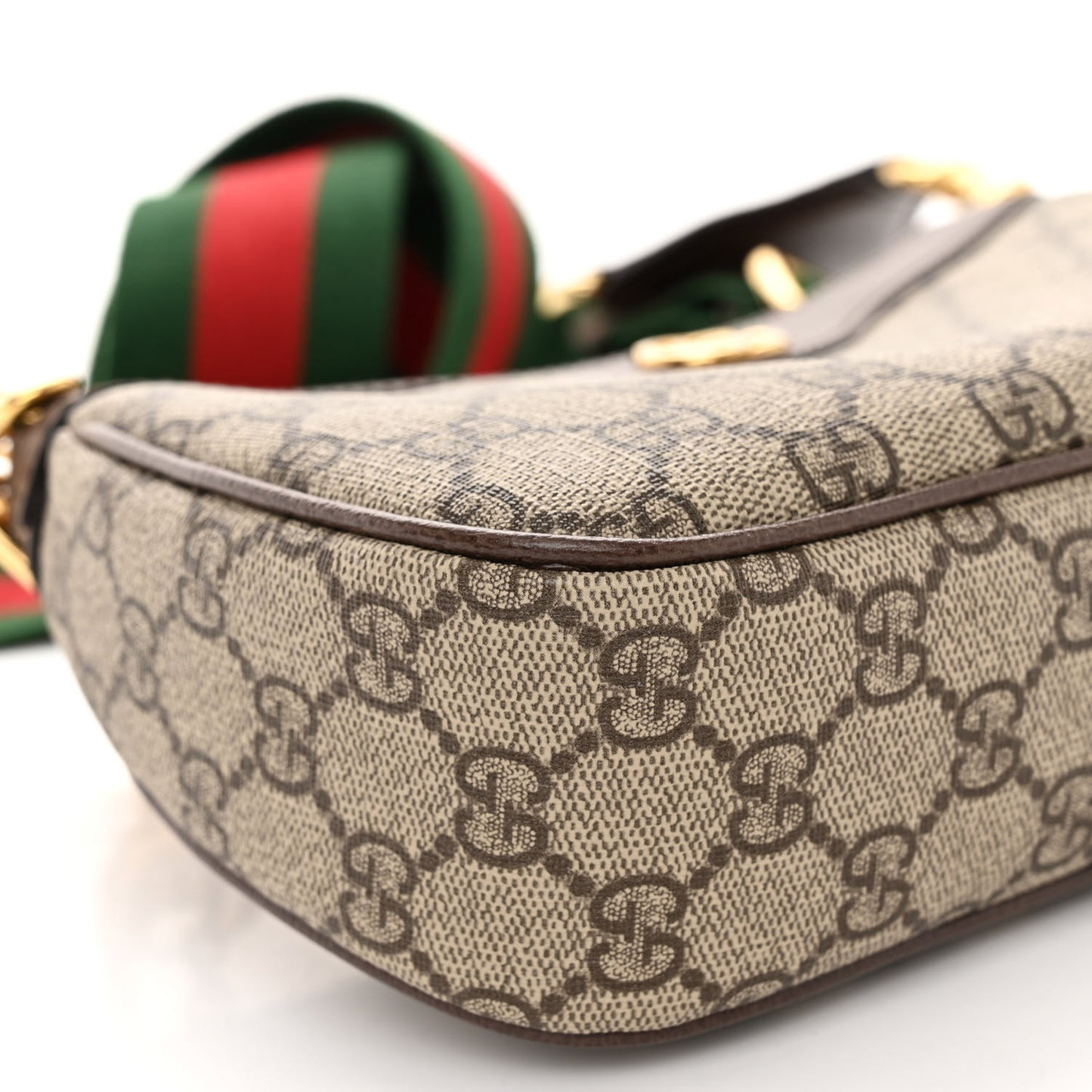 GG Supreme Monogram Textured Dollar Calfskin Web Small Ophidia GG Handbag Beige Ebony New Acero