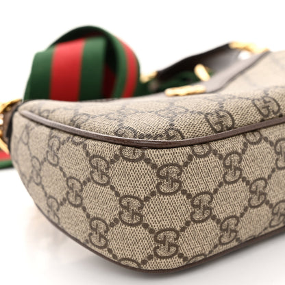 Gucci GG Supreme Monogram Textured Dollar Calfskin Web Small Ophidia GG Handbag Beige Ebony New Acero 8 of 9