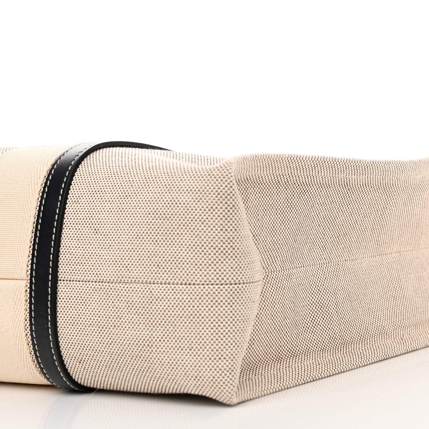 Cotton Calfskin Large Woody Ribbon Tote White Black