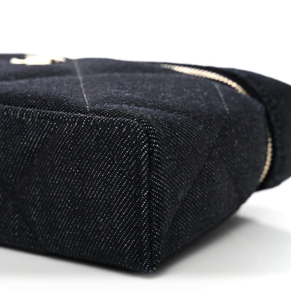 Chanel Denim Quilted Top Handle Slim Vanity Case With Chain Dark Blue 10 of 10