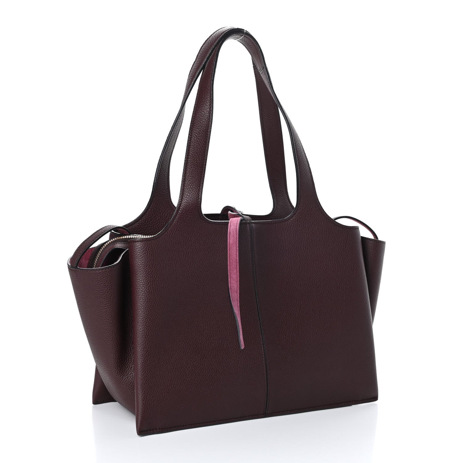 Celine Baby Grained Calfskin Small Tri-Fold Bag Burgundy 3 of 9