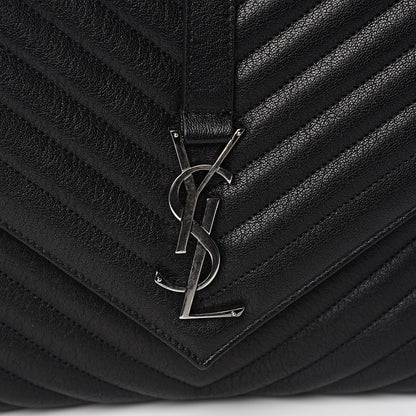 Saint Laurent Sheepskin Matelasse Chevron Monogram Large College Satchel Black 12 of 12