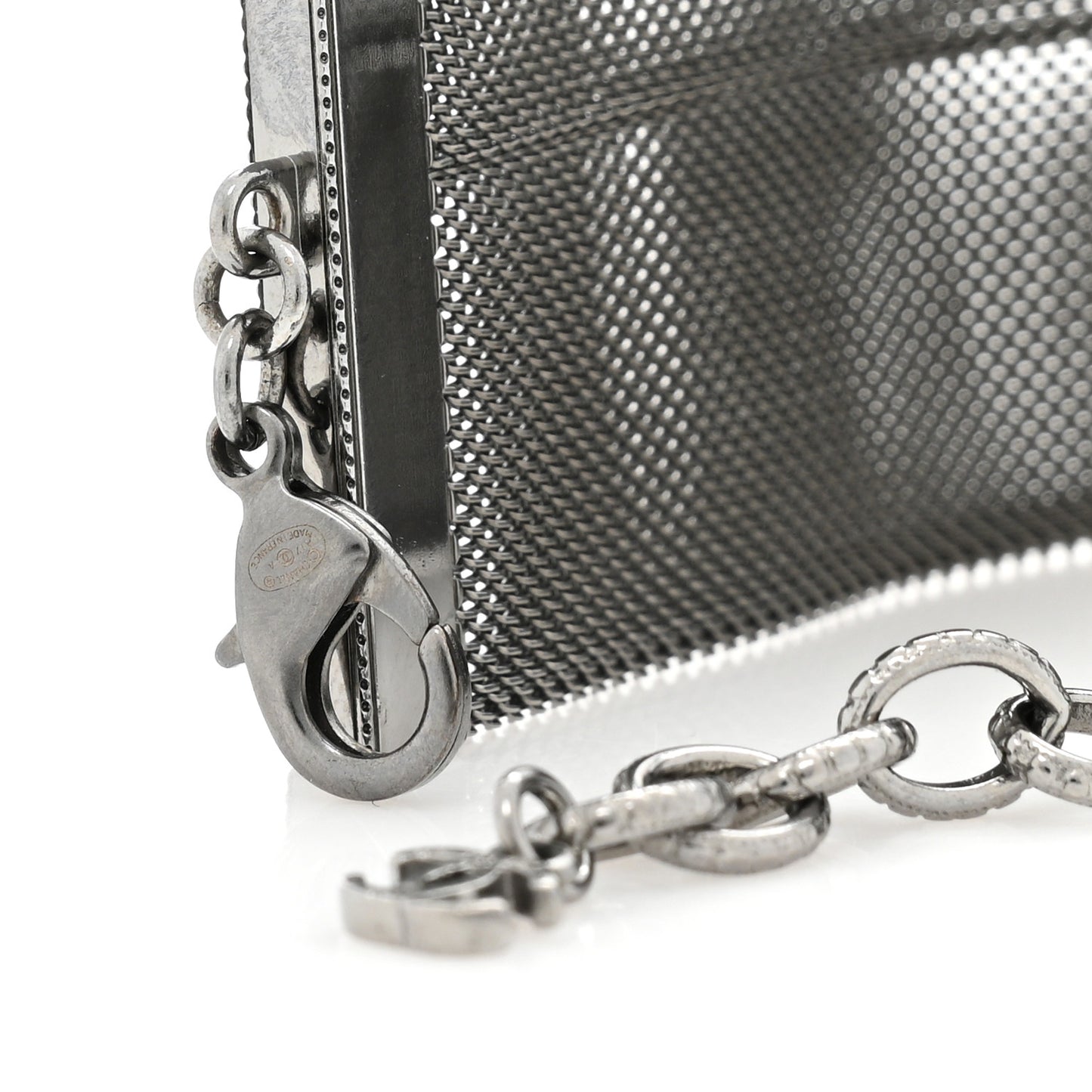 Metal Mesh CC Choker Necklace Ruthenium