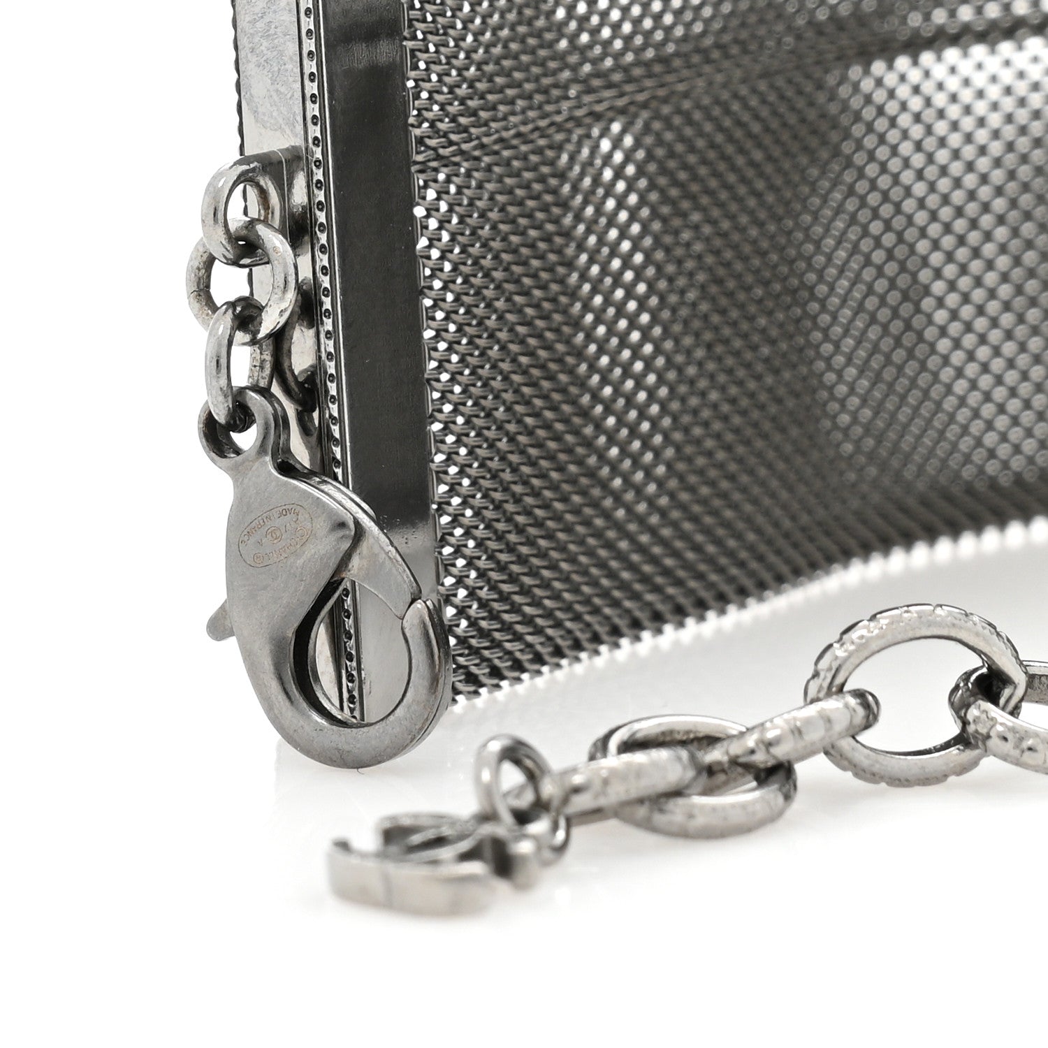 Chanel Metal Mesh CC Choker Necklace Ruthenium 3 of 4