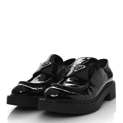 Prada Vernice Triangle 50mm Loafers 39.5 Black 3 of 9