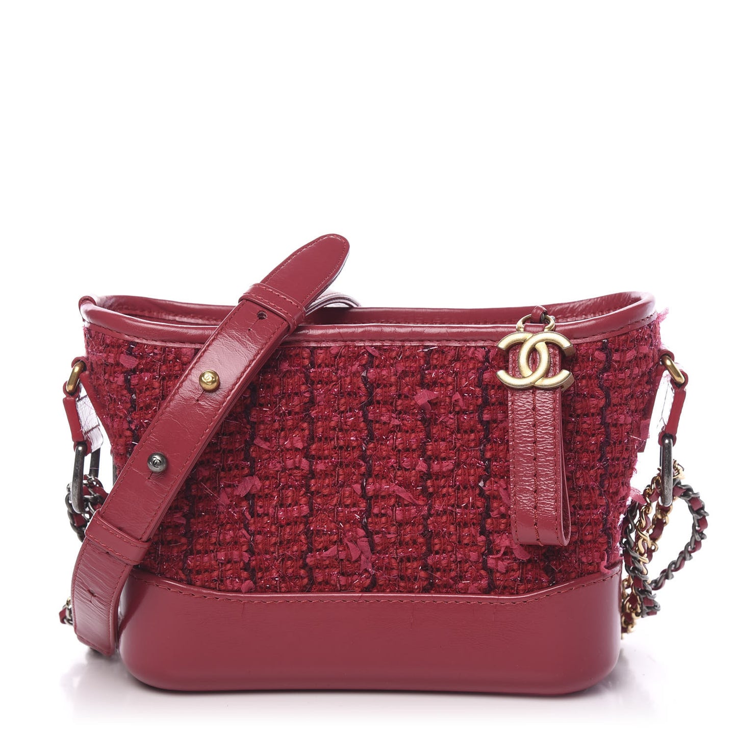 Tweed Calfskin Small Gabrielle Hobo Pink