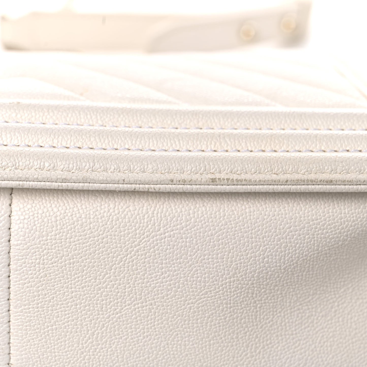 Caviar Chevron Quilted Medium Boy Flap White