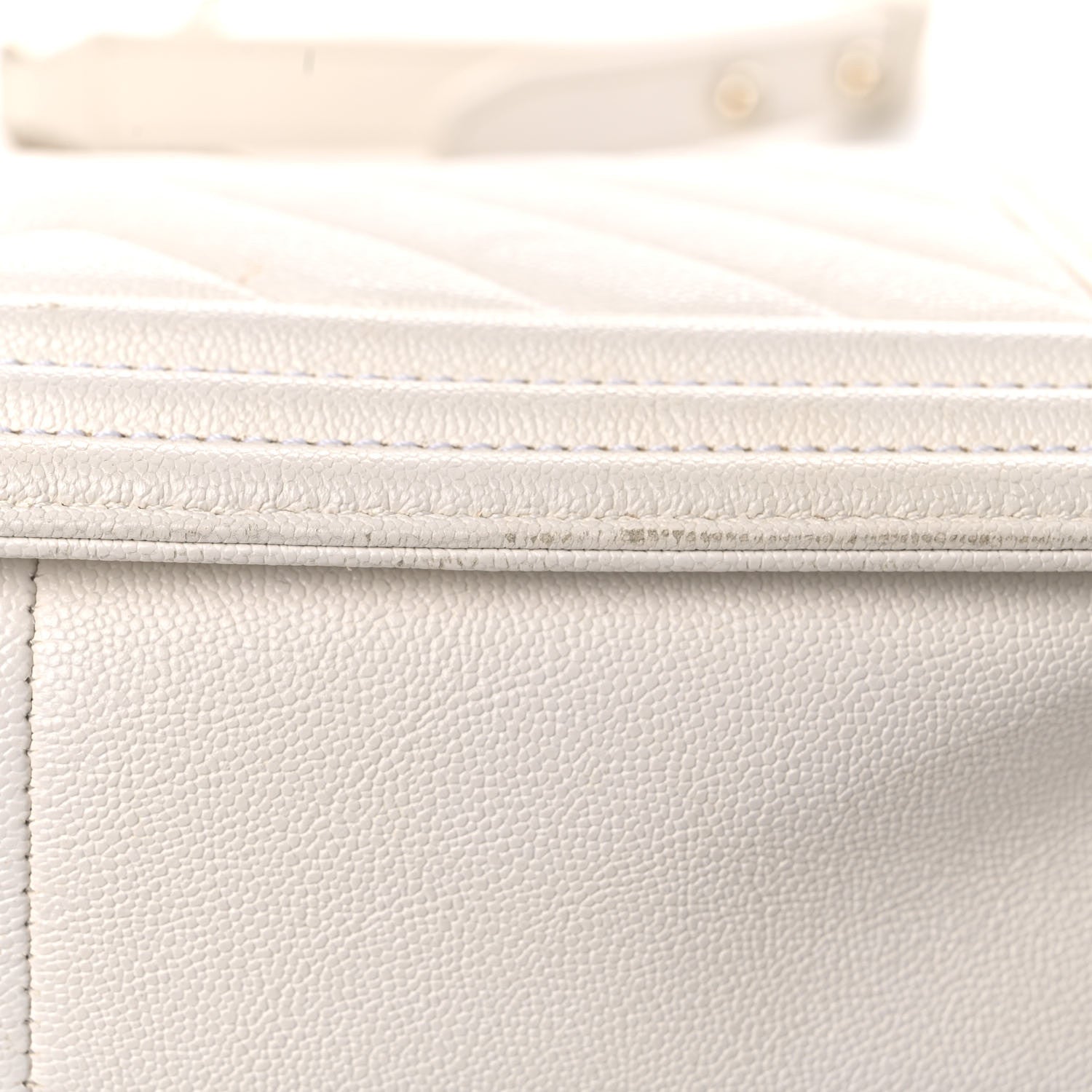 Chanel Caviar Chevron Quilted Medium Boy Flap White 12 of 13