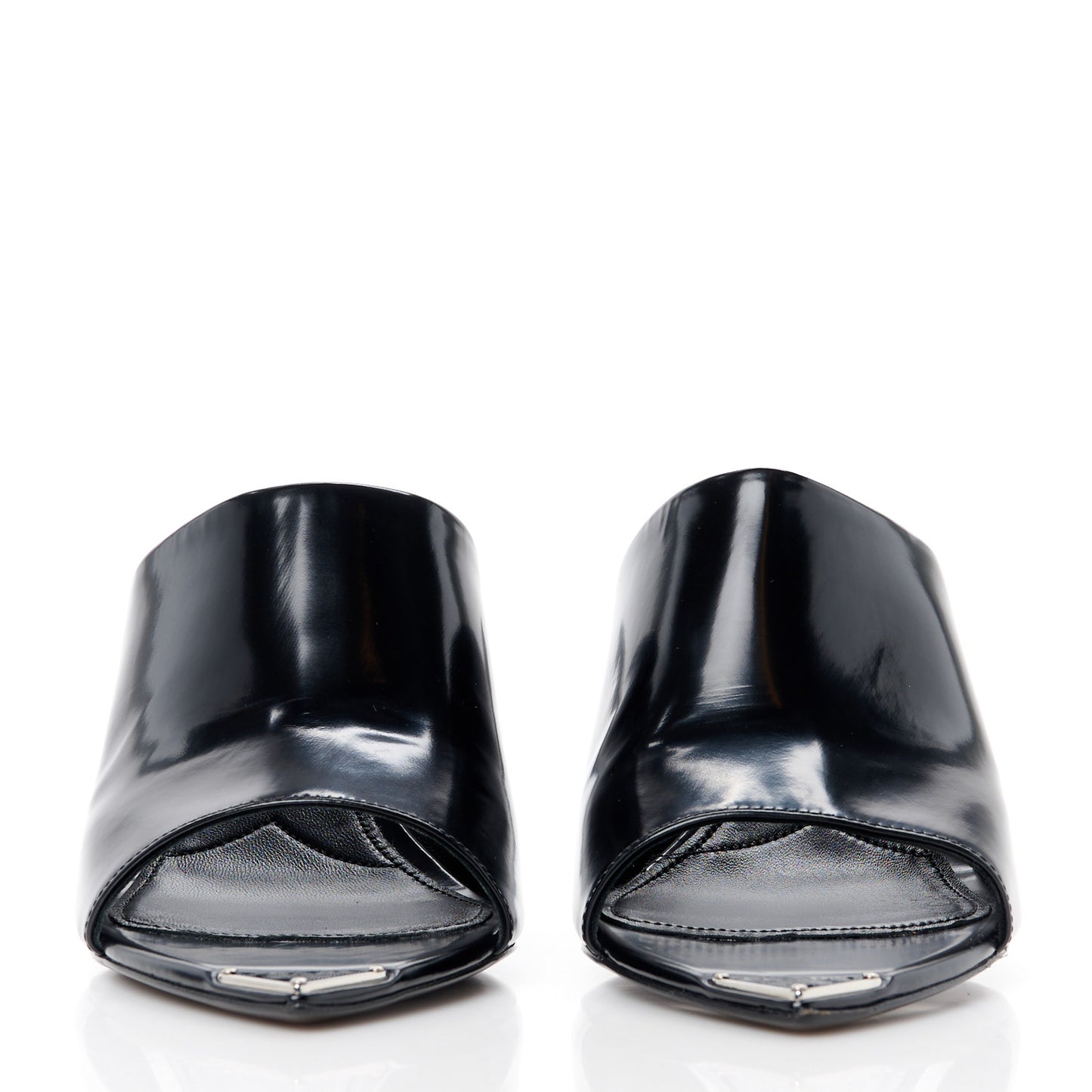 Spazzolato Metal Triangle Logo 75mm Slide Sandals 39 Black