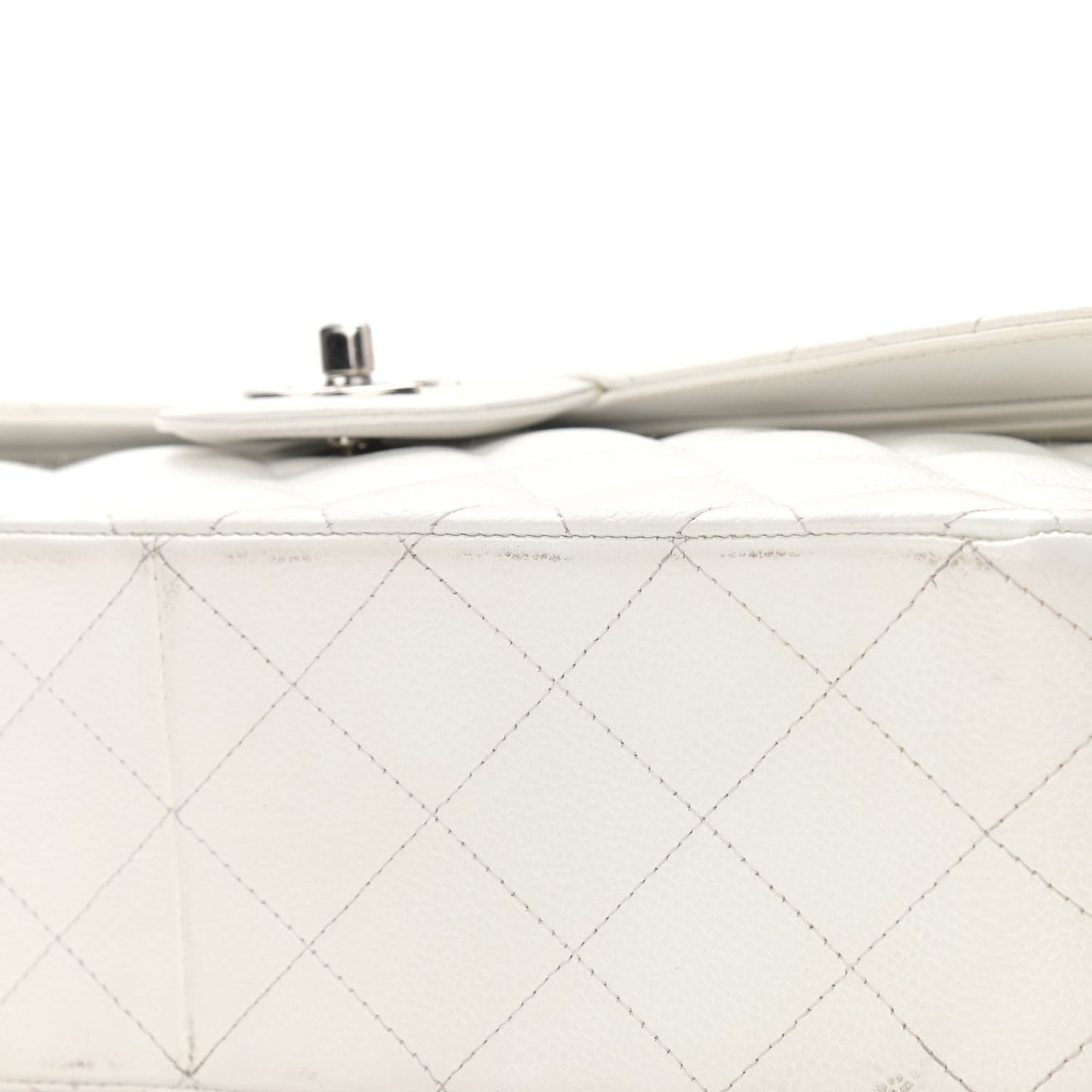 Caviar Quilted Jumbo Double Flap White