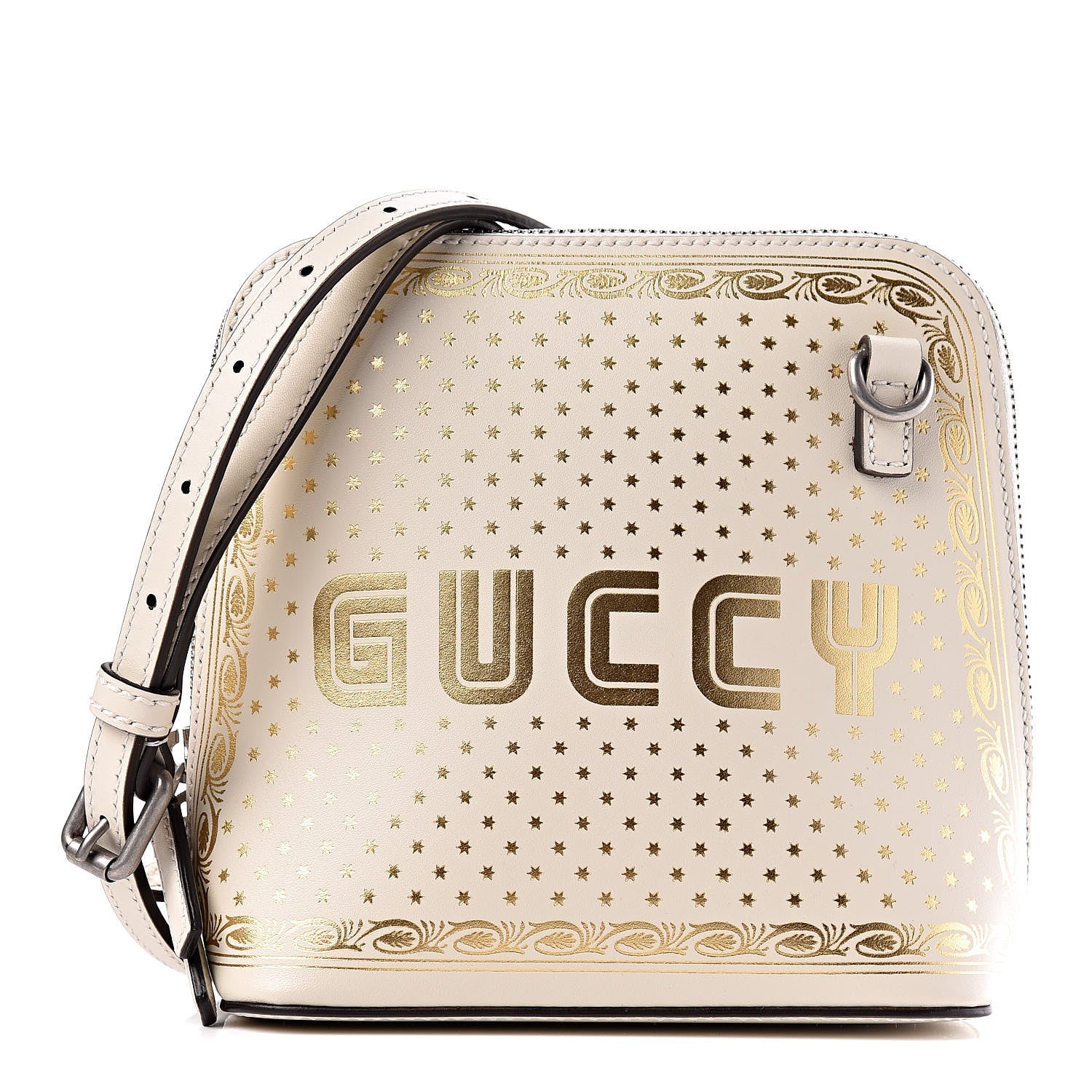 Gucci X SEGA Calfskin GUCCY Stars Mini Dome Shoulder Bag Mystic White Gold 1 of 9
