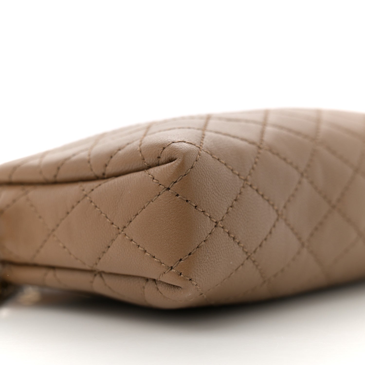 Saint Laurent Lambskin Quilted Gaby Zipped Pouch Dark Cork 9 of 11