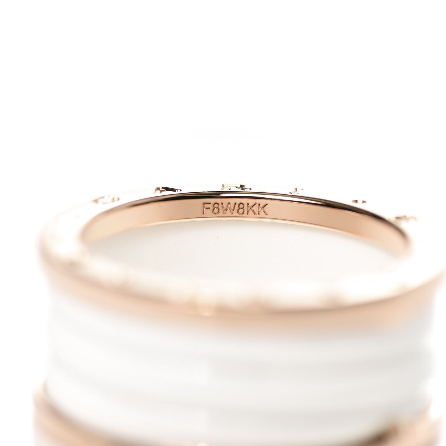 18K Rose Gold White Ceramic B.Zero1 Four-Band Ring 65 11