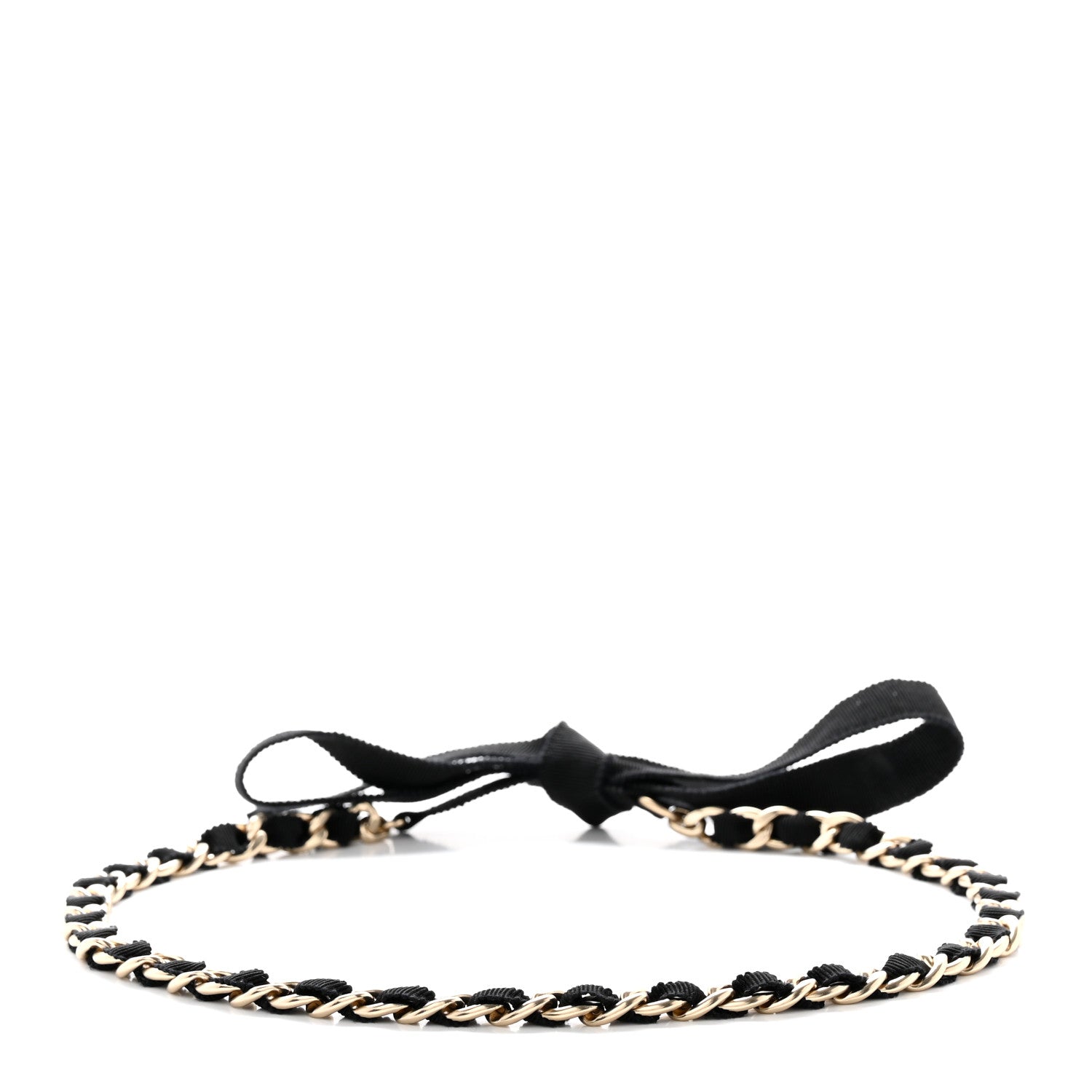 Chanel Grosgrain Chain CC Bow Belt Black Gold 2 of 4