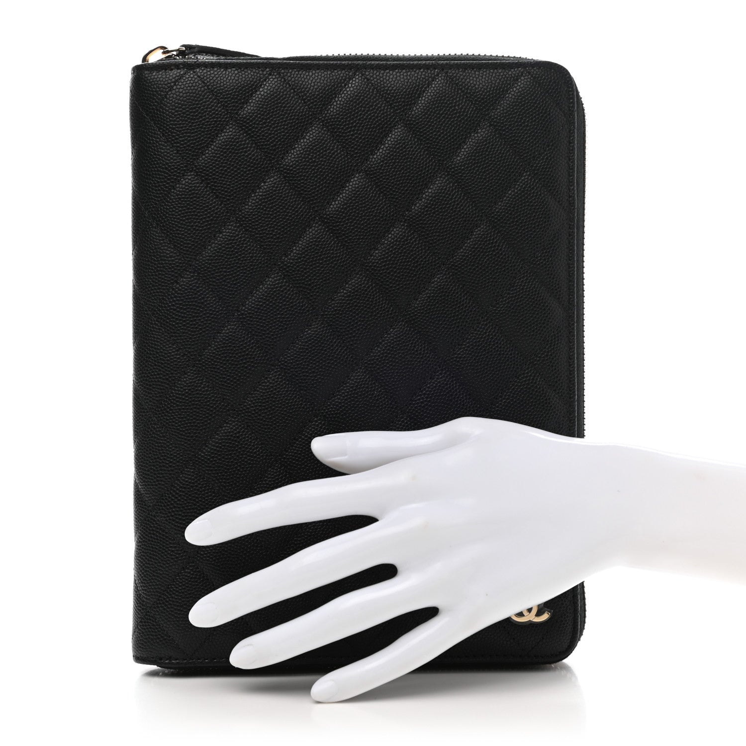 Chanel Caviar Quilted Zip Around Notebook Agenda Cover Black 2 of 9