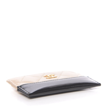 Chanel Aged Calfskin Quilted Gabrielle Card Holder Wallet Beige Black 4 of 9
